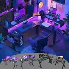 All-style Lux Standing Desk Gaming Desk RGB Lights for PC Computer 2~3 Monitors