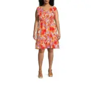 Terra & Sky Women's Plus Size Flutter Sleeve Dress, Size:3X(24-26)