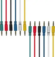AxcessAbles 1/8 (3.5mm) TRS Balanced Minijack Stereo Patch Cables | Headphone Jack | Aux Cable Bundle | Multi-Color 6-Pack (1ft)