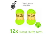 12x Fluoro Green Fluffy Knitting Yarn Feather Soft Fur Wool Ball Crochet Thread