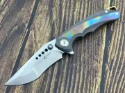 YANGGE YG006-Black-Color Folding Knife ELMAX Blade titanium+zirconium Handle EDC