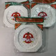 18 Reusable Plates VTG Holiday Festive Geese Chyna Ullmann Plastic Durable NOS