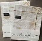 2x Anne de Solene EURO Pillow Sham Plume Blanc Feather White Taupe Embroidered