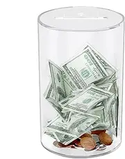 Acrylic Money Box - Stable Clear Structure, Compact Cash Holder | Safe Savings, Safe Coin Collector, Multipurpose Storage, Attachment