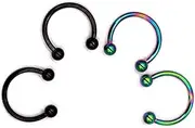 [WOFASHPURET] 2pair Stainless Steel Horseshoe Bar Nose and Septum Circular Barbells Rainbow Black Versatile Body Jewelry for Nose Lip and Cartilage Piercing