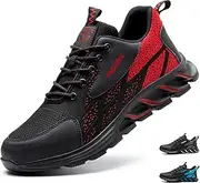 [PAQOZKC] Safety Shoes, Men's Non-Slip, Breathable Work Shoes with Steel Toe Cap, Women's Steel Cap Shoes, Sporty Protective Shoes