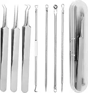 Comedone Extractor Kit - 7x accne Beauty Tools, Pimple Popping Nose Kit | Stainless Steel Blemish Cleaner, Face Beauty Tool for Adults, Pimple Removal, Blackhead Extractor, Travel-Friendly Skin Care