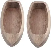 Garneck 2pcs Rustic Wooden Canoe Models: Uncolored Wood Boat Decor for Home Office Tabletop - Miniature Nautical Mini Boat Ornaments