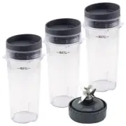 3 Pack 16 oz Cup with Lid and Extractor Blade 307KKU for Nutri Ninja BL660 BL740