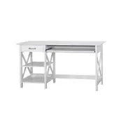 Maestro Furniture Nazma Home Office Computer Writing Working Desk 1.4m W/ Open Shelves & 1-Drawer White