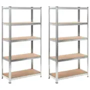 2pcs Storage Shelves Set Heavy Duty Steel Shelving Unit Home Warehouse Organizer