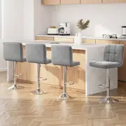 Set of 4 Noel Fabric Swivel Bar Stools - Grey