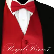 Red Solid Vest Waistcoat and Straight Cut Bow Tie Suit or Tuxedo Wedding Party