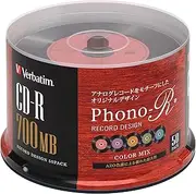Verbatim SR80FHX50SV7 CD-R Record Design 700MB Color Mix Phono-R
