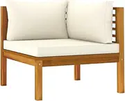 vidaXL Sectional Corner Sofa - Solid Acacia Wood with Cream White Cushions for Garden Patio Lounge - Easy Assembly Required