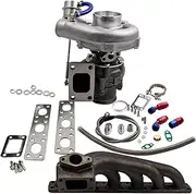 Universal T3/T4 T04E Turbocharger Wastegate Compatible With BMW E36 E46 M52TUB20 6 Cylinder Turbo Manifold W/Oil Feed Inlien Line Kit