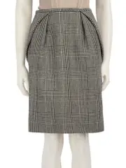 Grey Wool Houndstooth Pattern Skirt