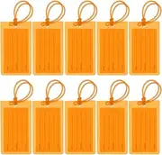 uxcell Luggage Tags, 10 Pcs Flexible PVC Travel Bag Name ID Identifier Label Tags Travel Essentials for Suitcases Bags Baggage Handbags, Orange