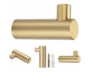 Set Of 4, Brushed Brass Wall Hooks, 50Mm X 12Mm, Gold Coat Towel Hooks For Bathroom, Coat Hooks, L Shaped Towel Hangers
