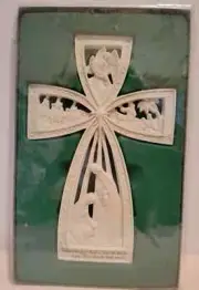 White Natural Wall Nativity Cross Scenes Manger Shephard Wiseman