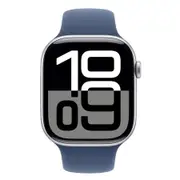 Apple Watch Series 10 GPS + Cellular 42mm Silver Aluminium Case with Denim Sport Band - S/M