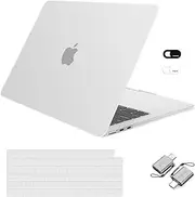 MOSISO Compatible with MacBook Air 13.6 inch Case 2025-2022 M4 A3240 M3 A3113 A2681 M2 Touch ID,Slim Ultra-Thin Lightweight Matte Hard Case&Keyboard Skin&Webcam Cover&Type C Adapter 2 Pack,Translucent