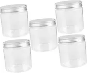 HOLIDYOYO 5pcs Mini Aluminum Cover Wide Mouth Bottle Storage Canisters Empty Lipstick Paints Container Small Canning Jars Small Travel Cosmetic Jar Sample Containers Pet Plastic Transparent