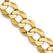 14K Yellow Gold 24 Inch 8.3mm Lightweight Flat Cuban With Lobster Clasp Chain