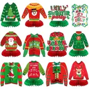 12 Pcs Ugly Sweater Table Decor Christmas Ugly Sweater Honeycomb Centerpieces...