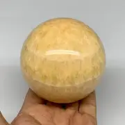 1.74 lbs,3.2"(82mm) Yellow Calcite Sphere Gemstone,Healing Crystal, B25371