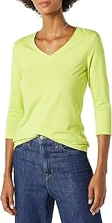 [Amazon Essentials] Women's Classic-Fit 3/4 Sleeve V-Neck T-Shirt (Available in Plus Size)