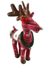 RIDGEFIELD HOME 15" Christmas Red REINDEER Plush Weighted Sitter Decor NEW NWT