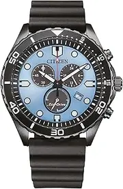 [CITIZEN] Men Chronograph Eco-Drive Watch with Rubber Strap AT2567-18L, Blue, Strap.