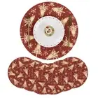 Christmas Round Braided Placemats Set of 6 15Inch Christmas Tree Washable Rou...