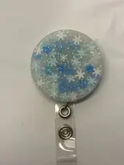 badge reels retractable id holders. Sparkly Winter Snowflakes.