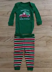 Sleepytime Infant Pajama Set 6 Months Green Dreaming of a White Christmas NEW