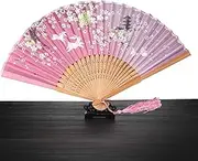 Chinese Style Folding Hand Fan | Bamboo Handheld Fans - Silk Fabric Fans with Different Patterns for Wedding Dancing Wall Decoration Matx-au