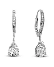 Genevive Silver Plated CZ Drop Earrings
