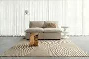 Abel Brown and Cream Geometric Washable Rug