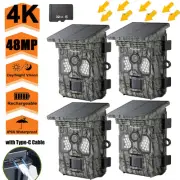 Solar-powered Trail Camera 4K 48MP Hunting Game Camera with 120°Wide Angle 0.4s