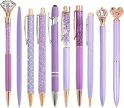 HLPHA 10 Pcs Glitter Ballpoint Pens,Comfortable Writing Pens,Metal Retractable Pretty Journaling cute Pens bulk, Black Ink Medium Point (1.0mm)