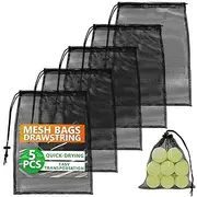 Mesh Bags Drawstring Bag Set - Nylon Mesh Drawstring Bags with Cord Lock Closure - Delicates Laundry Bag for Washing Machine - Small Gym Bag for Basketball, Volleyball, Football, Golf Stuff Balls