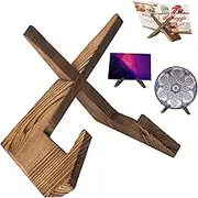 Cookbook Stand Holder Display Wooden: Rustic Wood Design - Adjustable Multifunctional Display Stand - Foldable Kitchen Counter Decor - Recipe Book Holder for Counter