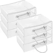 Abizarch 6 Pack Large Clear Clothes Storage Bag,Travel Packing Cube, Zippered Storage Bags,PVC See Through Moving Bag with Handle for Blankets Bed Sheet Clothes 15.7x11.8x3.9 Inch