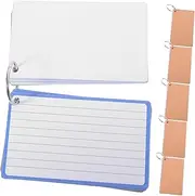 Angoily 6pcs Blank Game Cards Note Cards with Rings Index Card with Ring Study Tools Blank Index Cards Flash Cards for Studying Blank Flash Cards with Rings Flashcards with Rings Blue Iron