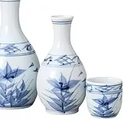 Ale-net Sake Set Tokuri Ochoko Set 2.5 x Height 4.9 inches (6.3 x 12.5 cm), Approx. 6.3 fl oz (160 cc), Bellflower 0.8 Tokuri & Guinomi (2 Pieces) Set, Pottery, Mino Ware