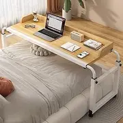 Over The Bed Table With Wheels - Adjustable Height Mobile Desk for Computer and Overbed Use