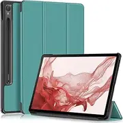 GMUJIAO Case Compatible with Samsung Galaxy Tab S9 FE 10.9 inch, Stand Function, Slim PU Leather Phone Case with Triple Stand, Drop-Proof, Green