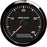 ZFGVGNMTYA 85mm Tachometer Gauge 3000/4000/8000/12000RPM with LED Digital Hourmeter Adjustable Car Boat 12V/24V Red Or Yellow Backlight Car Tachometer(4K-BN)