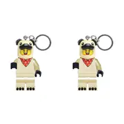 2PK Lego Minifigures Pug Keychain/Keyring LED Light 8x4cm Kids/Children 6y+